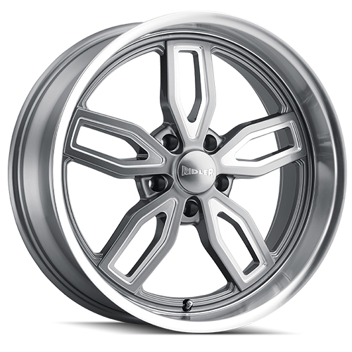Ridler 608 Gray W/ Milled Spokes & Diamond Lip - Part Number 608-8865G Ridler 608 Gray W/ Milled Spokes & Diamond Lip Photo