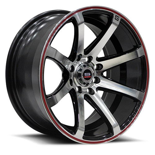 Spec-1 SPT-7 Gloss Black Machined W/ Red Line - Part Number SPT7Y1580915GB Spec-1 SPT-7 Gloss Black Machined W/ Red Line Photo