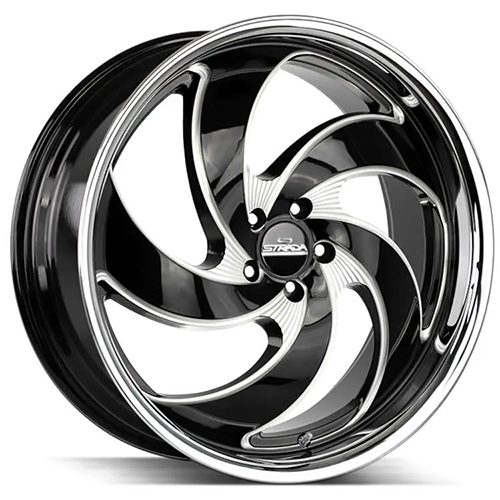 Strada Street Classics Retro 5 C05 Gloss Black Milled W/ Stainless Lip - Part Number C05251520DGBMLSS Strada Street Classics Retro 5 C05 Gloss Black Milled W/ Stainless Lip Photo