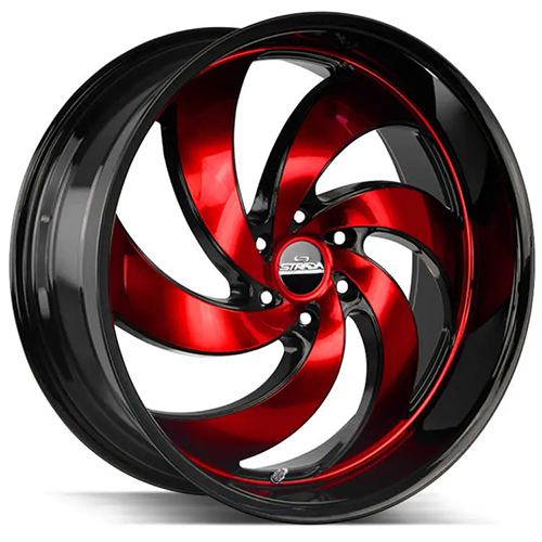 Strada Street Classics Retro 6 C06 Gloss Black W/ Candy Red Machined Face - Part Number C06663926GBMR Strada Street Classics Retro 6 C06 Gloss Black W/ Candy Red Machined Face Photo