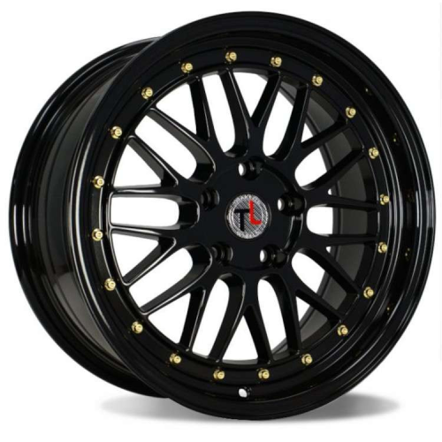 Traklite Wheels Turbulance Gloss Black w/ Gold Rivets