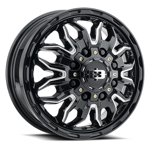 Vision Offroad Front Korupt Dually 410 Gloss Black With Milled Spokes - Part Number 410-7681GBMSF Vision Offroad Front Korupt Dually 410 Gloss Black With Milled Spokes Photo