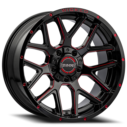 Wicked W903 Black w/ Red Milling - Part Number W903B220267-19RT Wicked W903 Black w/ Red Milling Photo