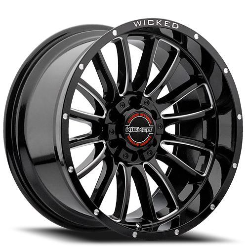 Wicked W908 Gloss Black w/ Milled Windows - Part Number W908B200267-19GBMW Wicked W908 Gloss Black w/ Milled Windows Photo