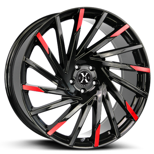 Xcess X02 Gloss Black W/ Red Machined Tips - Part Number X02451515GBMRT Xcess X02 Gloss Black W/ Red Machined Tips Photo