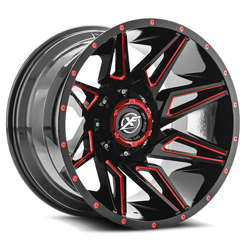 XF Offroad XF-218 Gloss Black Red Milled - Part Number XF-218209051397150+0GBRM XF Offroad XF-218 Gloss Black Red Milled Photo