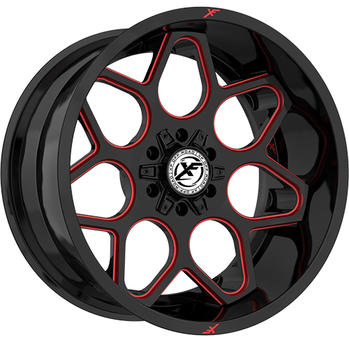 XF Offroad XF-233 Gloss Black W/ Red Milled Accents - Part Number XF-233241261351397-44GBMLR XF Offroad XF-233 Gloss Black W/ Red Milled Accents Photo
