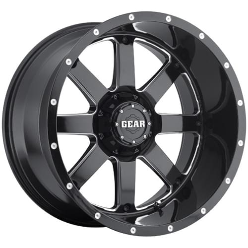 Gear Offroad Big Block 726 Gloss Black W/ Milled Spokes Deep - Part Number 726MB-2126844 Gear Offroad Big Block 726 Gloss Black W/ Milled Spokes Deep Photo